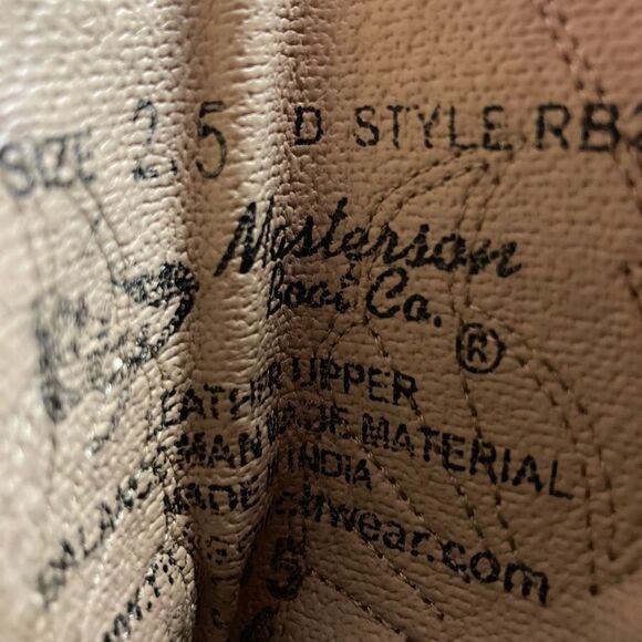 MASTERSON’S BOOT CO. Youth‎ Cowboy Boots,Size 2.5 D, Brown, Leather Upper,Unisex - Picture 9 of 13